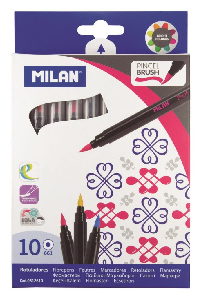 Pisaki z pędzelkiem Milan 10kol